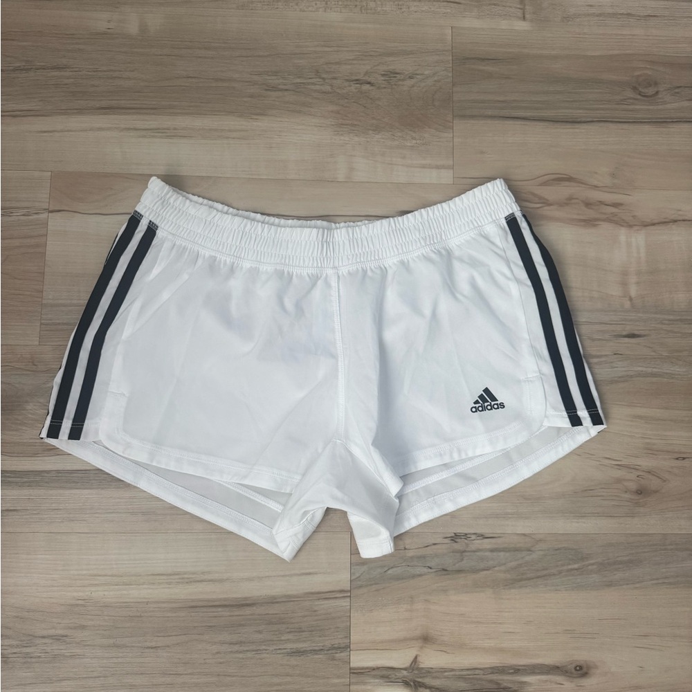 Adidas Women's White and Black Athletic Shorts